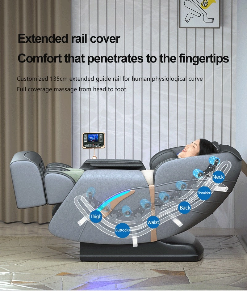 Luxury Smart LCD Touch Control Heat Full Body Massage 2D Manipulator SL Track Shiatsu Airbag Massage Chair with LED Side Light