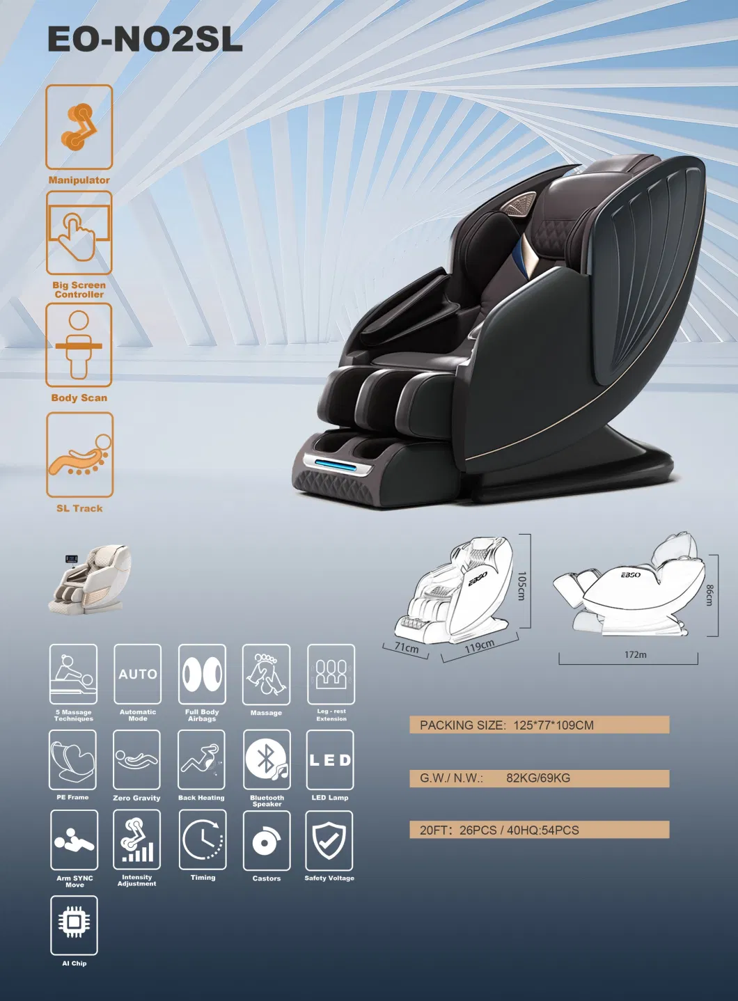 New Products 5 Massage Techniques 2D SL Zero Gravity Luxury Massage Chair