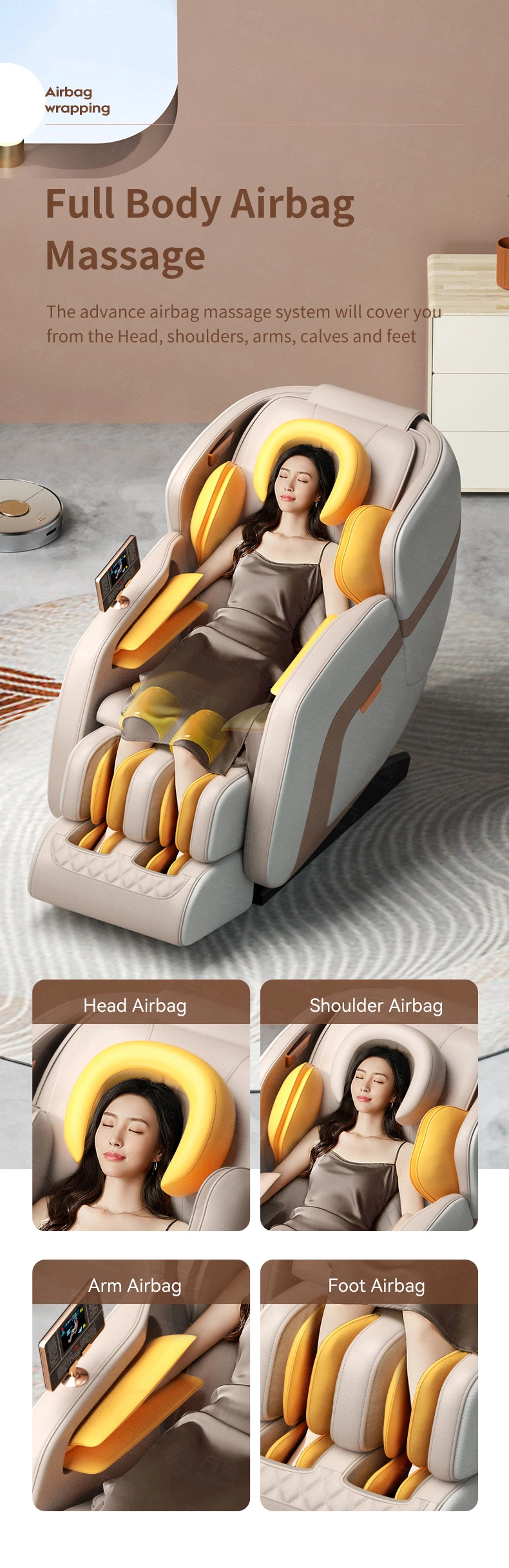 Customized Label OEM Wholesale Luxury Automatic Electric Luxury Ghe Massage Family Healthcare 3D Massage Chair Zero Gravity 4D