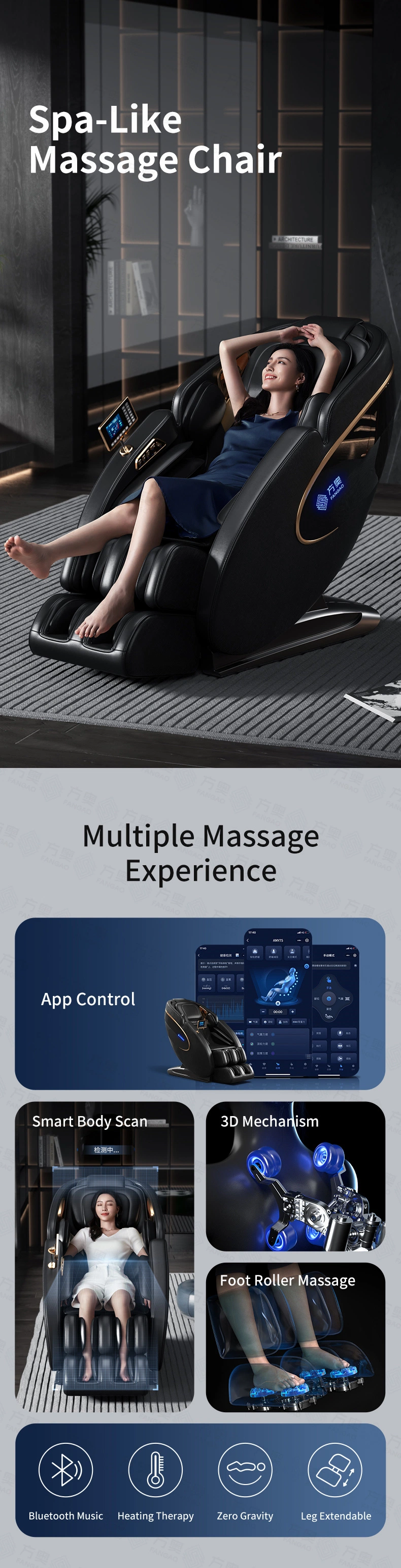 in Dubai Big Size Sillon Masajeador Comercial Deluxe 3D Massage Chair for Sale